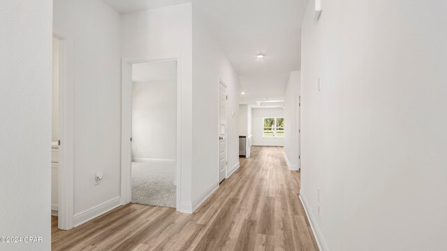 hallway with light hardwood / wood-style flooring