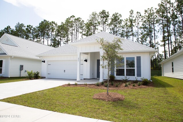 back of property featuring a patio and a lawn