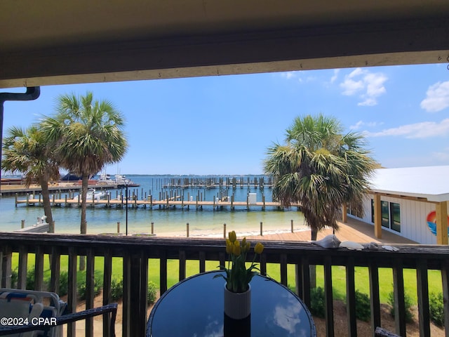 water view with a dock