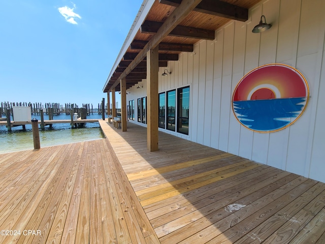 dock area featuring a water view