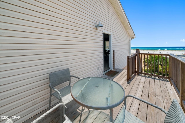 deck with a water view