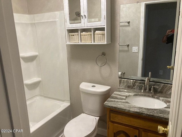 full bathroom featuring vanity, toilet, and tub / shower combination