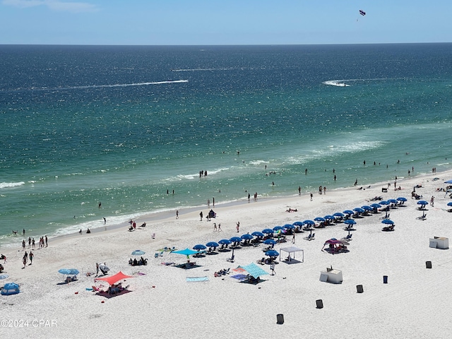 property view of water featuring a view of the beach