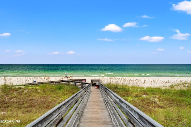 property view of water with a beach view