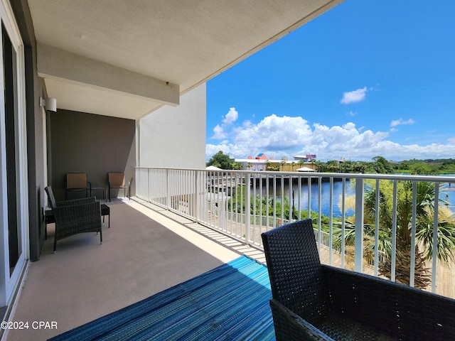 balcony with a water view