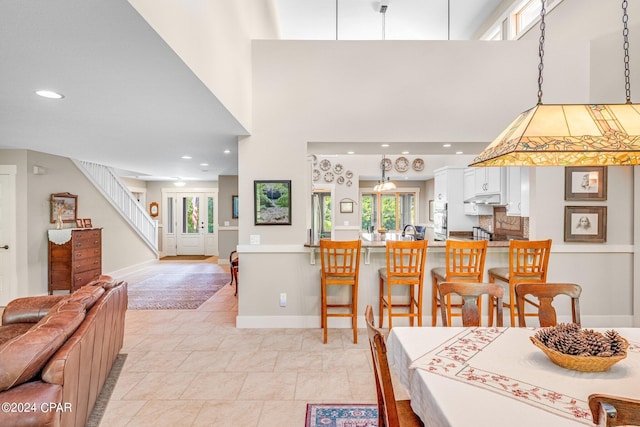 view of tiled dining space