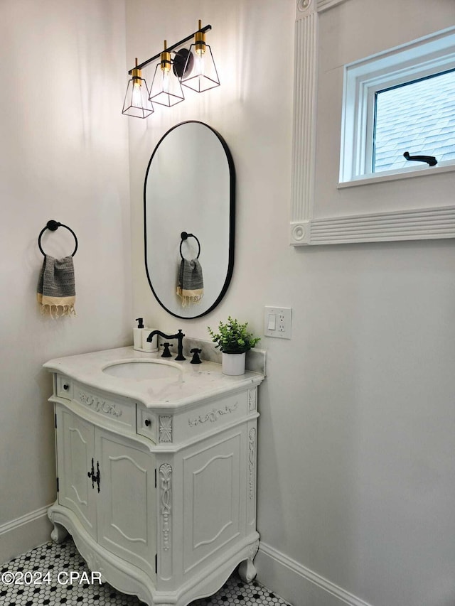 bathroom featuring vanity and tile patterned flooring