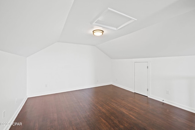 additional living space featuring wood-type flooring and lofted ceiling