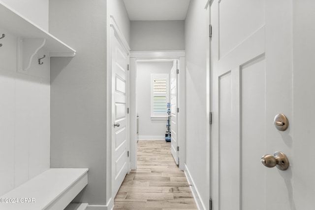 mudroom featuring light wood-type flooring