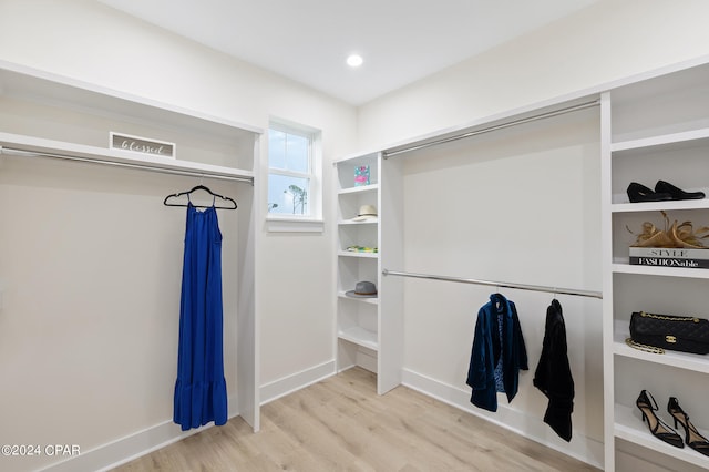 spacious closet with light wood-type flooring