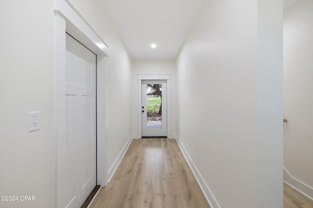 hall featuring light wood-type flooring