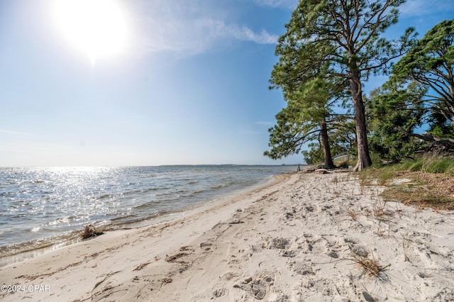 view of water feature featuring a beach view