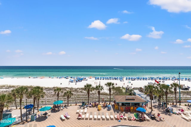 view of water feature featuring a beach view