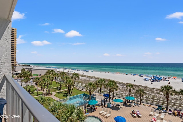 property view of water with a beach view