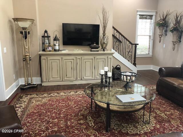 living room with hardwood / wood-style floors