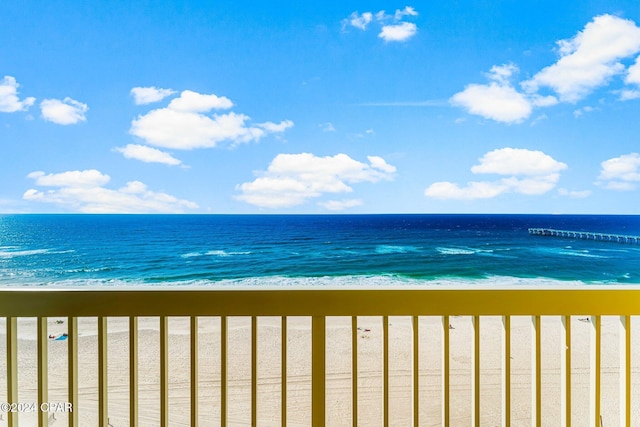 view of water feature featuring a beach view