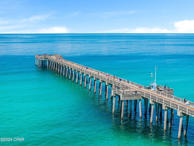 dock area featuring a water view