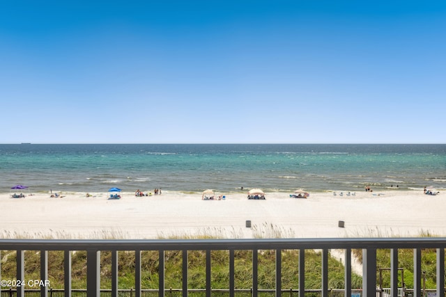 property view of water with a beach view