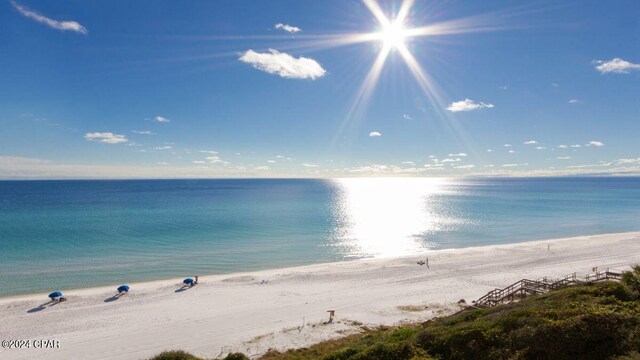 property view of water with a beach view