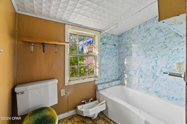 bathroom with shower / bath combination and toilet