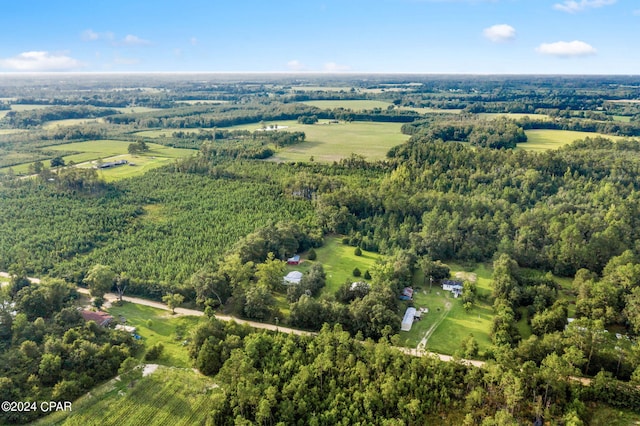 birds eye view of property with a rural view