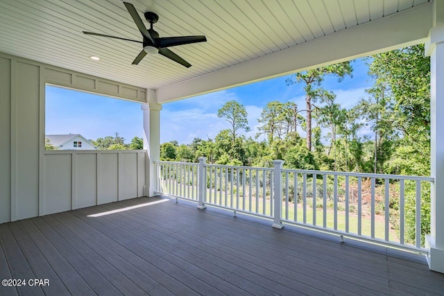 deck featuring ceiling fan