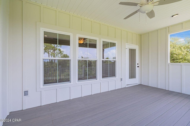 deck featuring ceiling fan