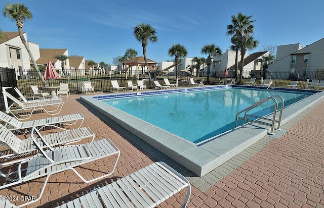 view of pool with a gazebo and a patio area