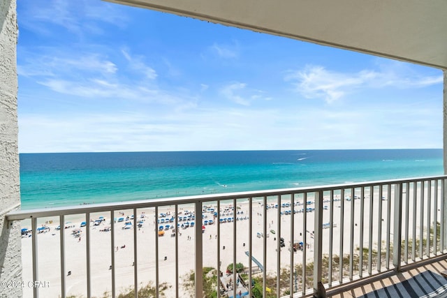 view of water feature with a view of the beach