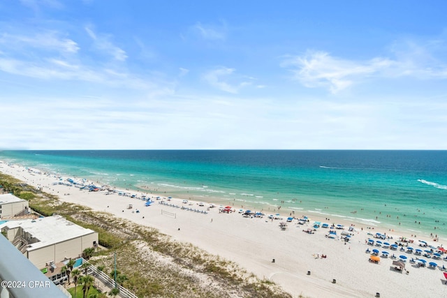 property view of water featuring a view of the beach