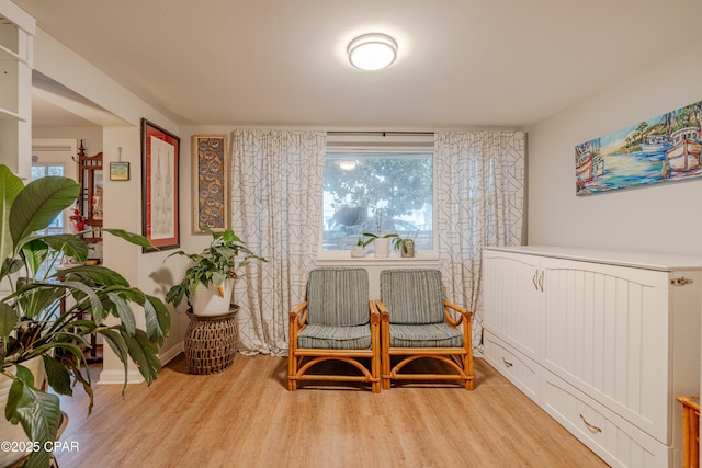 sitting room with light wood-type flooring