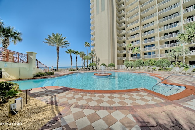 view of pool with a patio