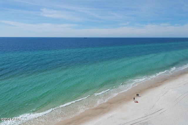 view of water feature featuring a beach view