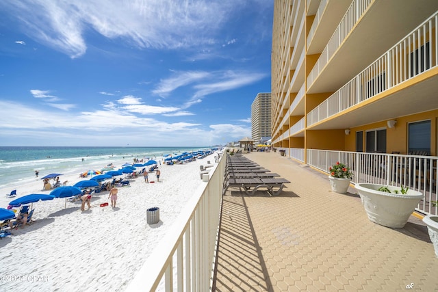 property view of water with a beach view