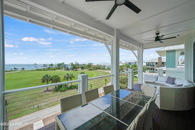 deck with a water view