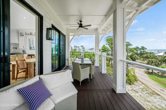 balcony with ceiling fan