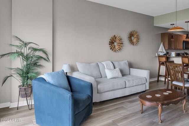 living room with light wood-type flooring