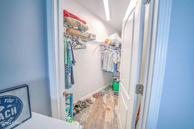 walk in closet featuring hardwood / wood-style flooring