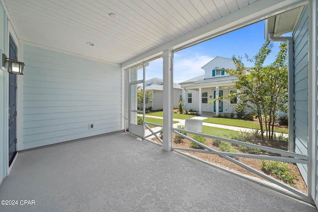 view of unfurnished sunroom