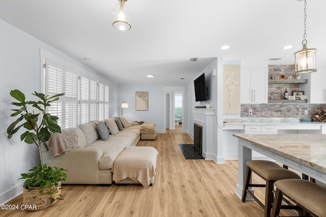 living room featuring light hardwood / wood-style flooring