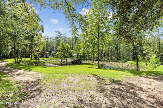 view of property's community featuring a lawn