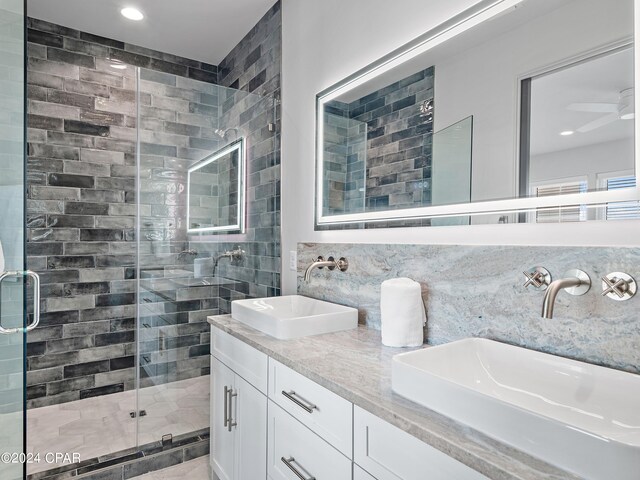 101 Deluna Pl Unit A, Panama City Beach, FL 32413 - full bathroom with recessed lighting, a shower stall, and a sink