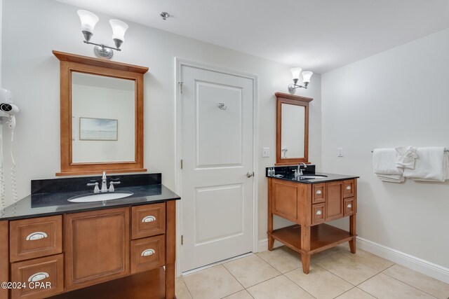 bathroom with tile patterned flooring and vanity