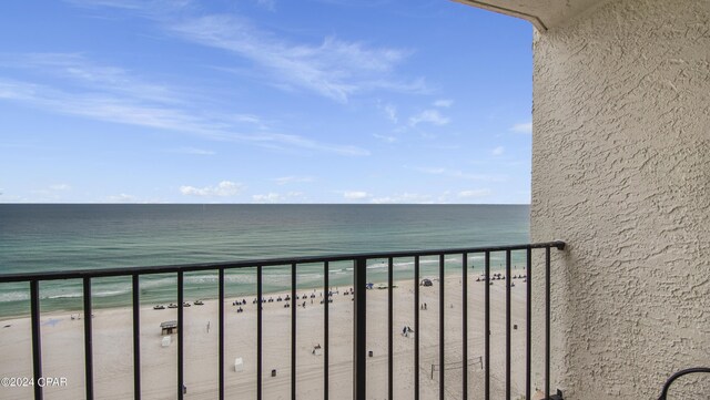 view of water feature with a view of the beach