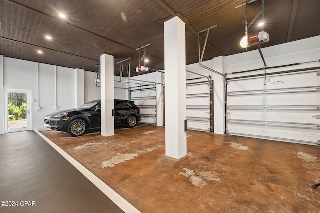 garage with a garage door opener