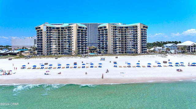 exterior space with a view of the beach and a water view