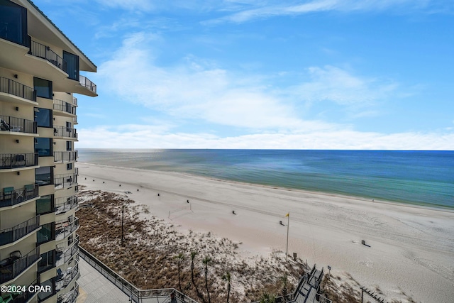 property view of water with a beach view