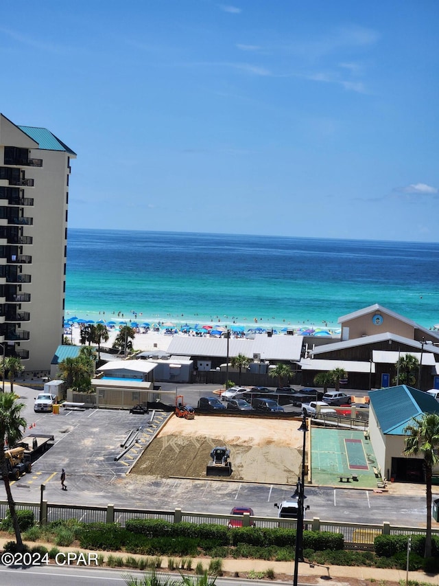 property view of water with a beach view