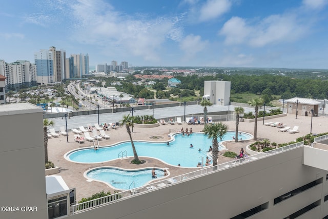 view of pool featuring a patio area