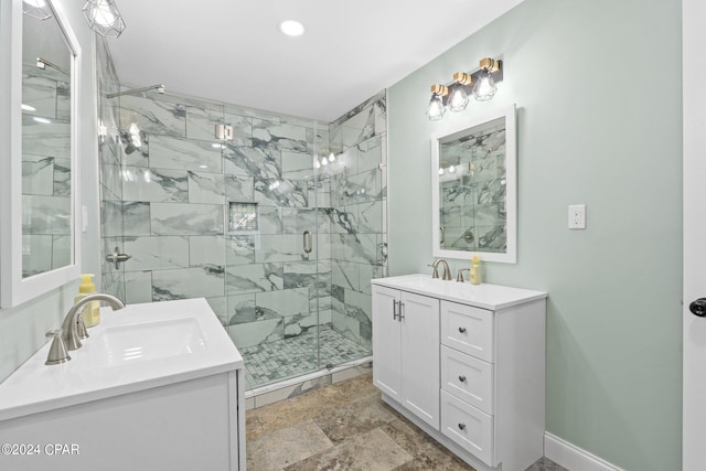 bathroom featuring vanity and walk in shower